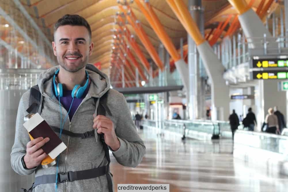 man at airport with passport